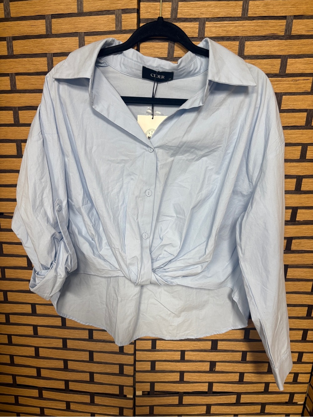 Cider blue crop button down shirt size xl